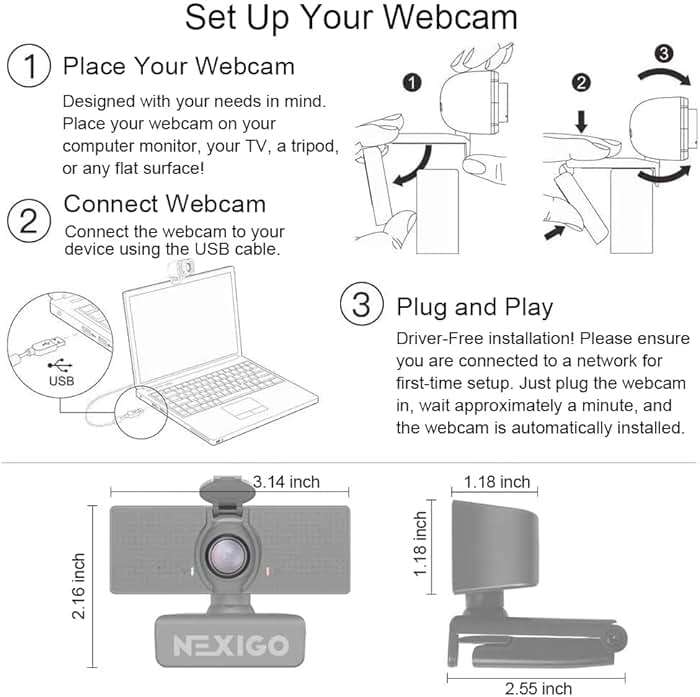 NexiGo N60 1080P Webcam with Microphone, Software Control & Privacy Cover, USB HD Computer Web Camera, Plug and Play, for Zoom/Skype/Teams, Conferencing and Video Calling - Image 6