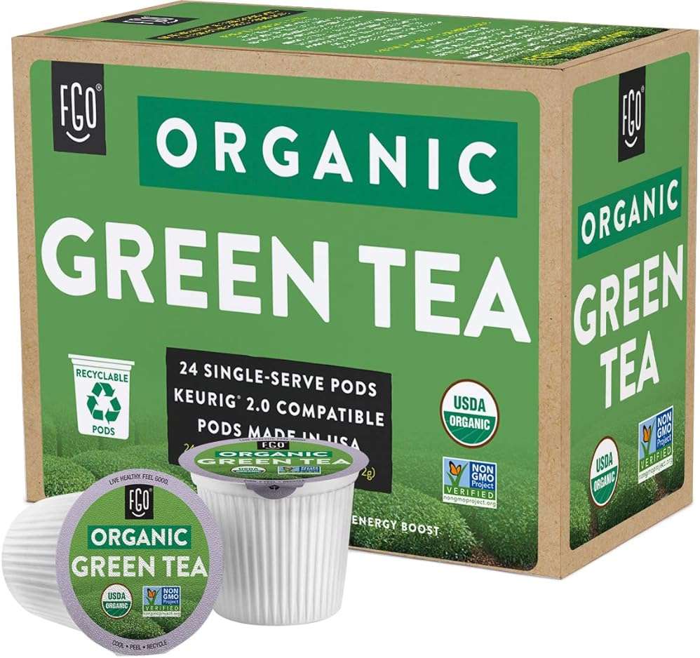 FGO Organic Green Tea K-Cup Pods for Keurig, 24 Count (Pack of 1), Premium Green Tea is USDA Organic, Non-GMO, & Recyclable with Naturally Occurring Caffeine - Image 6