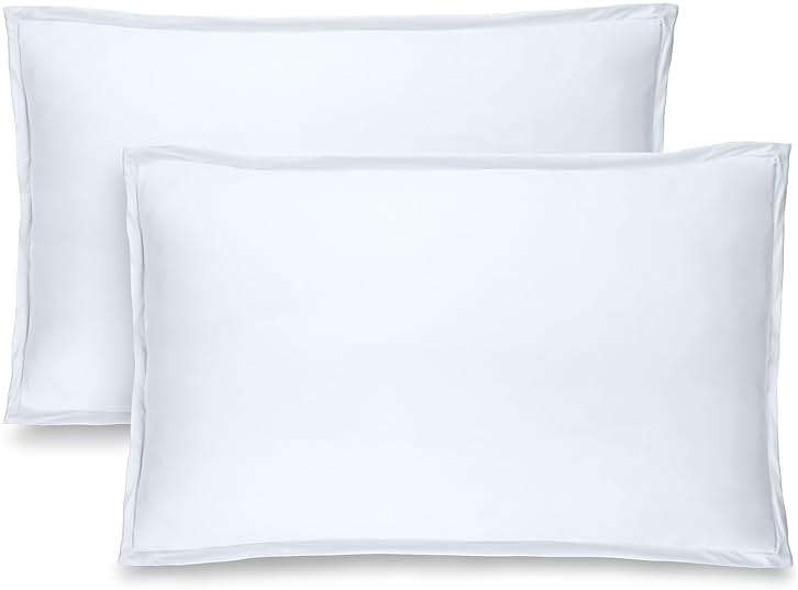 Bare Home Standard Pillow Sham Covers - Set of 2 - Premium 1800 Ultra-Soft Microfiber - Double Brushed - Stain & Fade Resistant - Bed Pillow Shams - Pillows Not Included (Set of 2, White) - Image 1