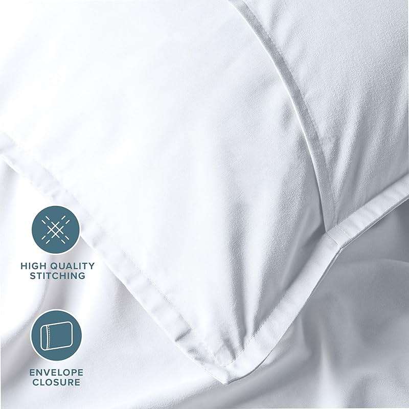Bare Home Standard Pillow Sham Covers - Set of 2 - Premium 1800 Ultra-Soft Microfiber - Double Brushed - Stain & Fade Resistant - Bed Pillow Shams - Pillows Not Included (Set of 2, White) - Image 6