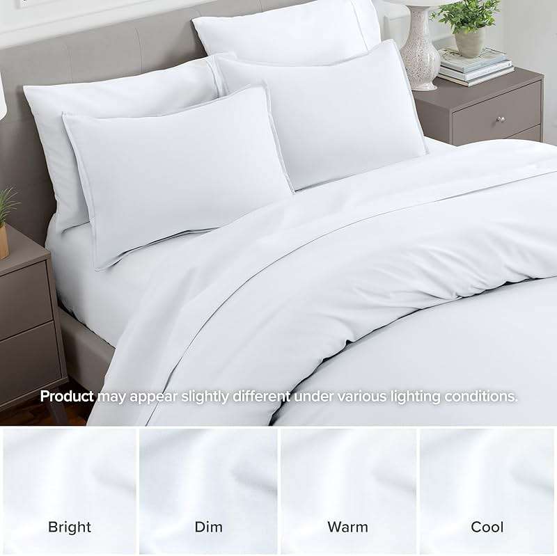 Bare Home Standard Pillow Sham Covers - Set of 2 - Premium 1800 Ultra-Soft Microfiber - Double Brushed - Stain & Fade Resistant - Bed Pillow Shams - Pillows Not Included (Set of 2, White) - Image 8