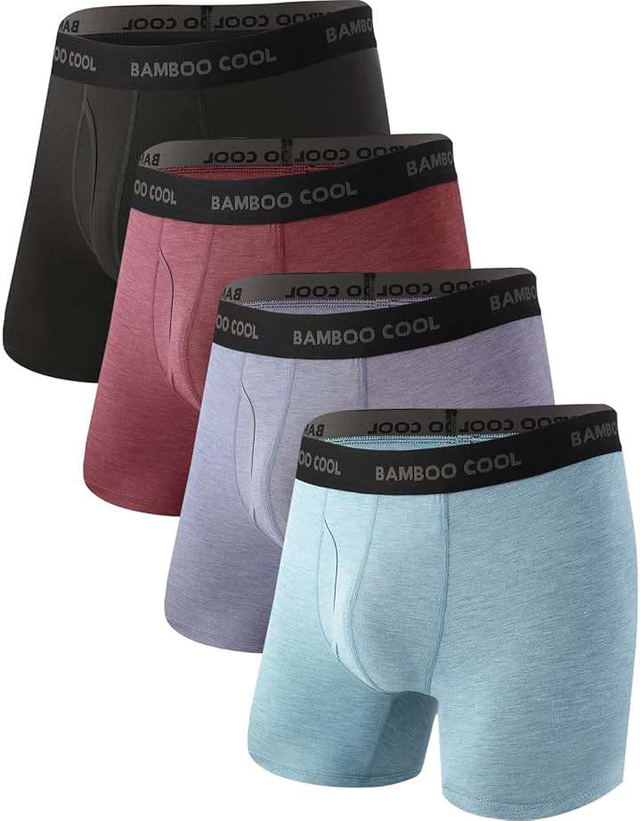 BAMBOO COOL Men's Ultra Breathable Underwear,No Riding Up Boxer Briefs with ComfortFlexible Waistband,Multipack - Image 1