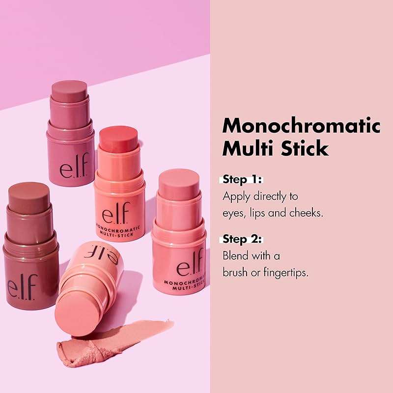 e.l.f. Monochromatic Multi Stick, Travel-Sized Luxuriously Creamy & Blendable Color For Eyes, Lips & Cheeks, Vegan & Cruelty-Free, Glimmering Guava, 0.17 Oz - Image 4