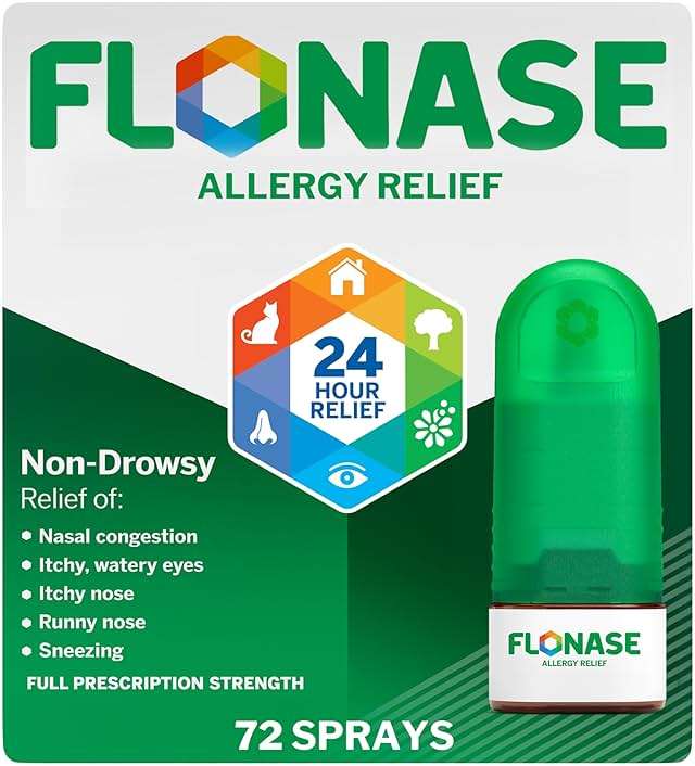 Flonase Allergy Relief Nasal Spray Fluticasone Propionate, 24 Hour Non Drowsy Allergy Medicine, Metered Nasal Spray - 72 Sprays - Fall and Seasonal Allergy Relief - Image 1