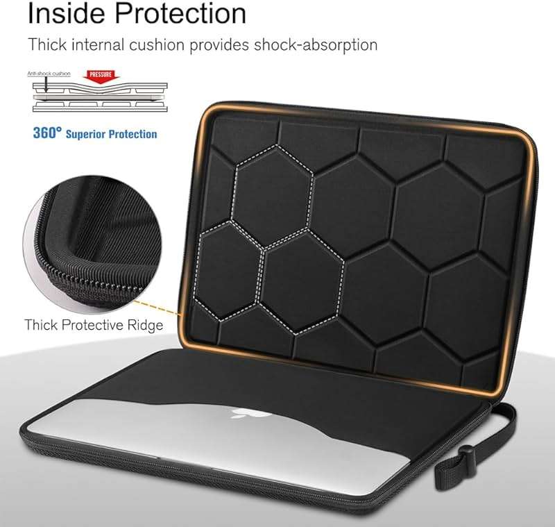 FINPAC Hard Laptop Sleeve Case for MacBook Neo A18 Pro,13 inch MacBook Air 2026 M5/M4/M3/M2/M1,14 inch MacBook Pro 2026 M5/M4/M3/M2 Pro/Max,Waterproof Case for Dell,Surface Laptop,HP,Acer,Black | Hard - Image 4