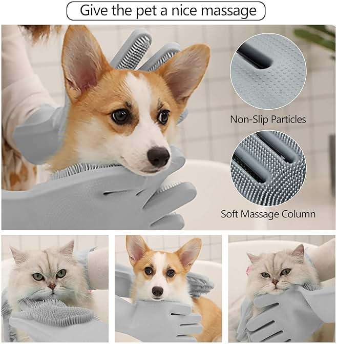 Pet Grooming Gloves - Gentle Dog Bathing Shampoo Brush - Massage Mitt with Enhanced Five Finger Design - Efficient Deshedding Glove for Dogs, Cats, Rabbits and Horses - 1 Pack - Image 4