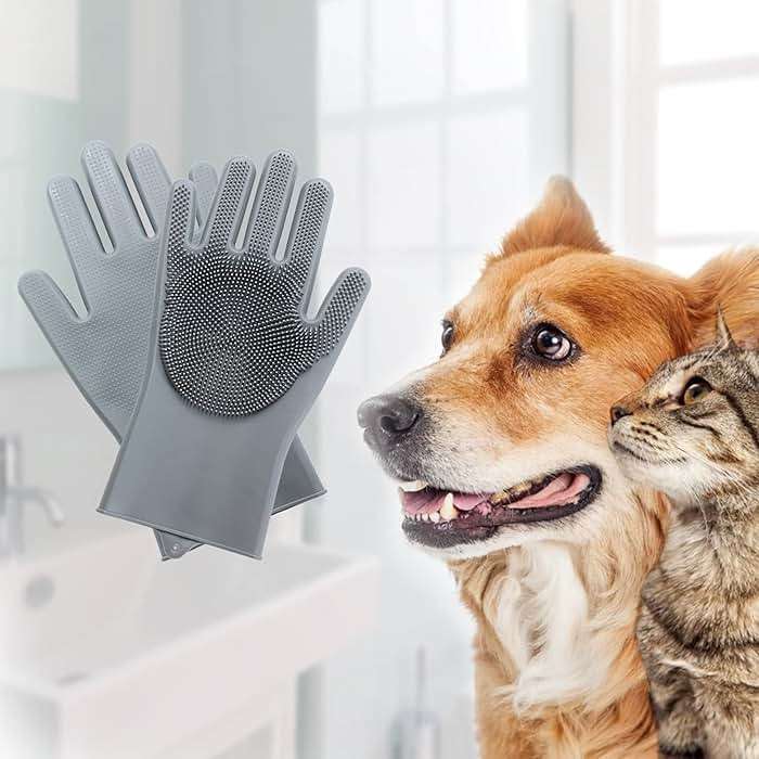 Pet Grooming Gloves - Gentle Dog Bathing Shampoo Brush - Massage Mitt with Enhanced Five Finger Design - Efficient Deshedding Glove for Dogs, Cats, Rabbits and Horses - 1 Pack - Image 7