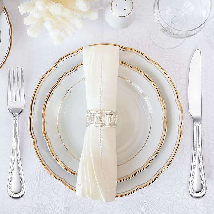 HaWare Silverware Set, 60-Piece Pearled Edge Stainless Steel Flatware for 12, Beading Tableware Cutlery Utensil for Home, Mirror Polished, Dishwasher Safe - Image 6