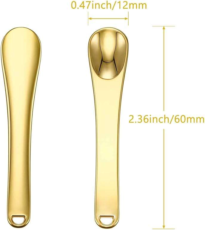 8 Pieces Skincare Spatula Metal Cosmetic Spatulas Makeup Applicator Mini Beauty Scoop Facial Cream Mask Spoon for Mixing and Sampling(Gold) - Image 2