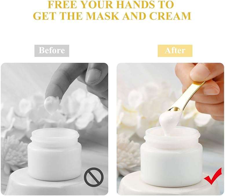 8 Pieces Skincare Spatula Metal Cosmetic Spatulas Makeup Applicator Mini Beauty Scoop Facial Cream Mask Spoon for Mixing and Sampling(Gold) - Image 5