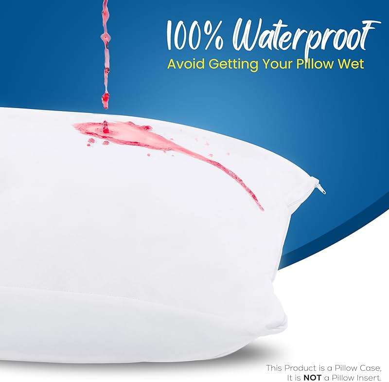 Set of 4 Pillow Protectors with Zipper Queen Size, Bed Bug and Dust Mite Proof Pillow Covers, Ultra Soft Pillow Encasements, Moisture Wicking and Waterproof Pillow Cases by Utopia Bedding (White) - Image 3