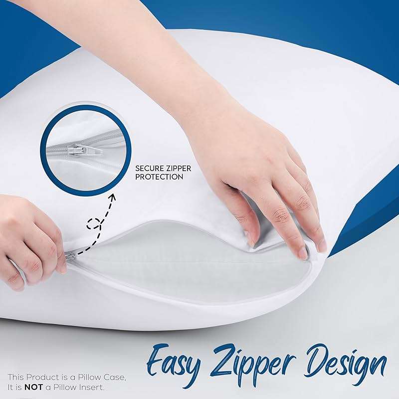 Set of 4 Pillow Protectors with Zipper Queen Size, Bed Bug and Dust Mite Proof Pillow Covers, Ultra Soft Pillow Encasements, Moisture Wicking and Waterproof Pillow Cases by Utopia Bedding (White) - Image 4