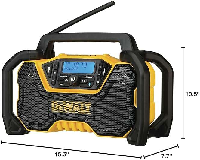 DEWALT 12V/20V MAX Portable Bluetooth Radio, Cordless, 100 ft Range, 3.5” Subwoofers, Jobsite (DCR028B) - Image 9