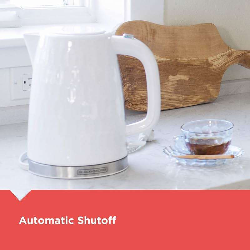 BLACK+DECKER 1.7L Cordless Electric Kettle, KE1560W, Premium Texture, Water Window, Rapid Boil, Auto Shutoff, White - Image 9