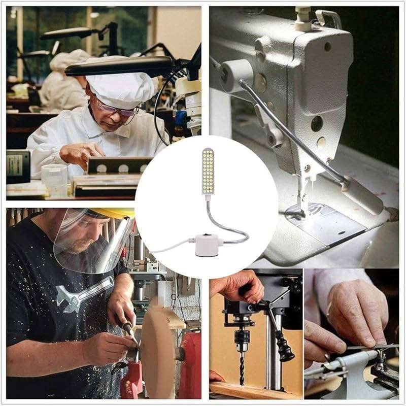 harmiey Sewing Machine Light Gooseneck Work Light with Magnetic Mounting Base, White Soft Light for Lathes, Drill Presses, Workbenches (3PACK) - Image 6