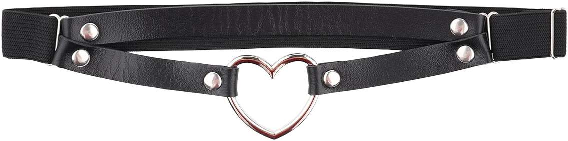 FM FM42 Multicolor PU Simulated Leather Women's Gothic Double Straps Heart O Ring Leg Thigh Elastic Garter Belt, One Pair - Image 4