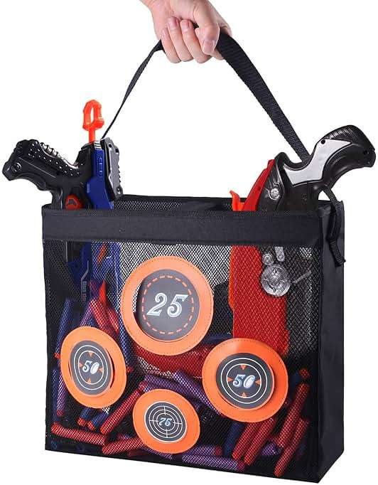 Hely Cancy Portable Shooting Practice Target Toy Storage Mesh Bag Compatible with Nerf Darts for Kids 6+ - Image 6