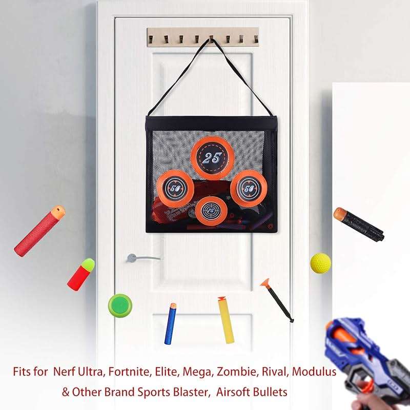 Hely Cancy Portable Shooting Practice Target Toy Storage Mesh Bag Compatible with Nerf Darts for Kids 6+ - Image 7