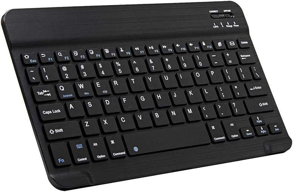 Ultra-Slim Bluetooth Keyboard Portable Mini Wireless Keyboard Rechargeable for Apple iPad iPhone Samsung Tablet Phone Smartphone iPadOS iOS Android (10 inch Black) - Image 1