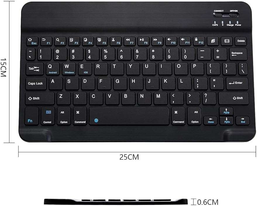 Ultra-Slim Bluetooth Keyboard Portable Mini Wireless Keyboard Rechargeable for Apple iPad iPhone Samsung Tablet Phone Smartphone iPadOS iOS Android (10 inch Black) - Image 6