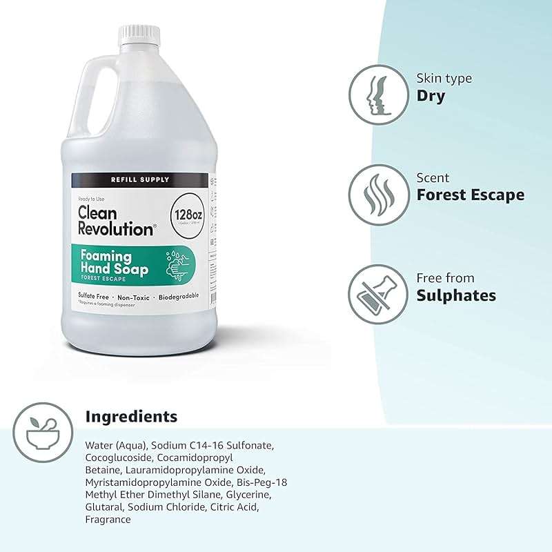Clean Revolution Foaming Hand Soap Refill Supply Container, Ready to Use Formula, Forest Escape Fragrance, Gluten Free, 128 Fl. Oz - Image 5