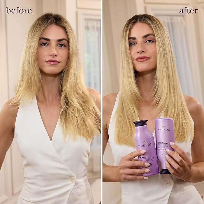 Pureology Hydrate Shampoo - For Dry or Color Treated Hair, Moisturizing Shampoo For Hydration & Softness, With Rose Extract & Green Tea, Vegan & Sulfate-Free - Image 3