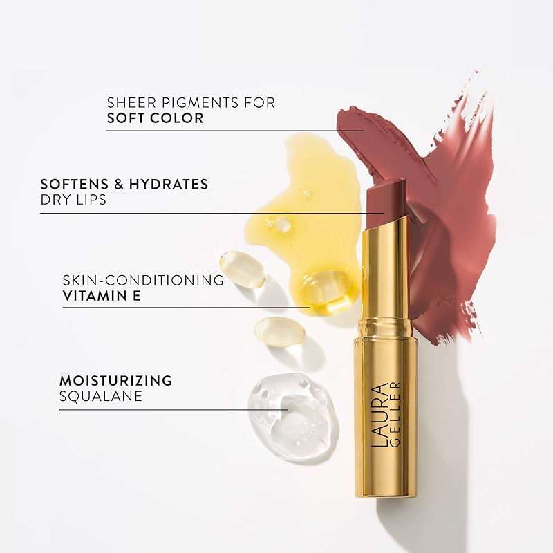 LAURA GELLER NEW YORK Jelly Balm Tinted Lip Balm – In the Buff – Hydrating Lip Color with Shine Finish – Squalane & Vitamin E – Buildable Sheer to Medium Coverage – Vegan & Cruelty-Free - Image 5