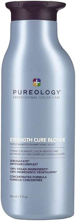Pureology Strength Cure Blonde Purple Shampoo - For Blonde & Lightened Color-Treated Hair, Tones & Fortifies Brassy Hair, Sulfate-Free & Vegan - Image 1