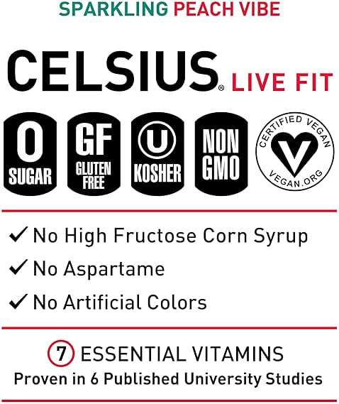 CELSIUS Sparkling Peach Vibe, Functional Essential Energy Drink 12 Fl Oz (Pack of 4) - Image 4