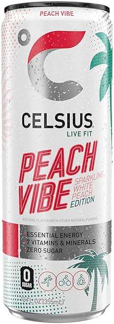 CELSIUS Sparkling Peach Vibe, Functional Essential Energy Drink 12 Fl Oz (Pack of 4) - Image 5