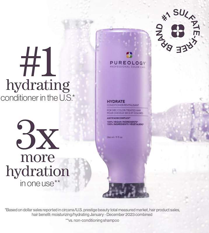 Pureology Hydrate Conditioner - For Dry or Color Treated Hair, Nourishing Conditioner to Restore Moisture and Seal in Hydration, Vegan - Image 2