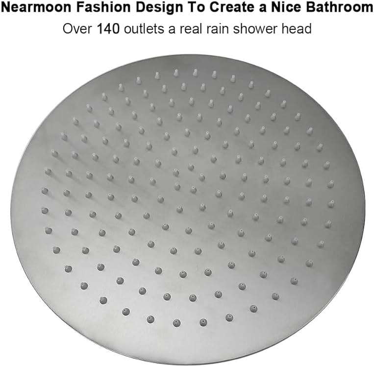 NearMoon Rain Shower Head, Ultra-Thin Design-Pressure Boosting, Awesome Some Experience, High Flow Stainless Steel Rainfall Head (12 Inch, Brushed Nickel) - Image 2