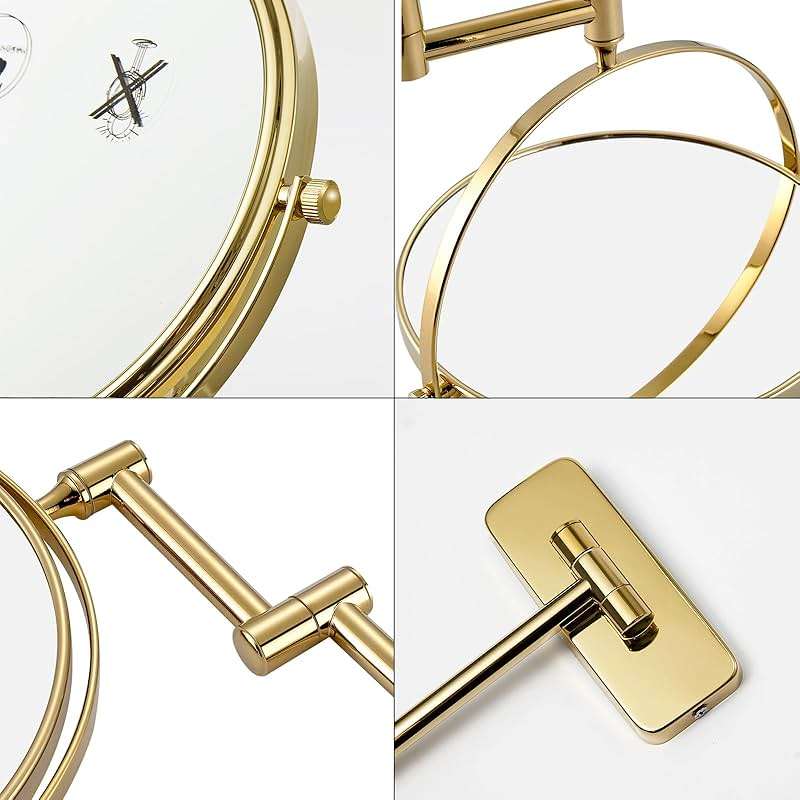 Nicesail Makeup Mirror, Wall Mounted 7X Magnifying Mirror Vanity Mirror for Bathroom, Extendable Swivel, Brass and 304 Stainless Steel Material for Hotel or Home, Shiny Gold Finish (8 Inch, 7X) - Image 9