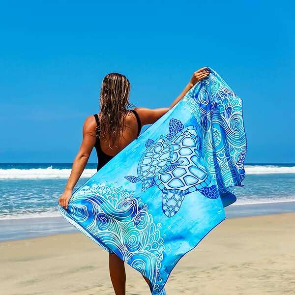 Elite Trend Microfiber Beach Towel for Adults with Bag - Extra Large 78x35 inch Lightweight Sand Free Quick Dry Towel for Travel, Swimming, Yoga, Camping (Sea Turtle) - Image 2