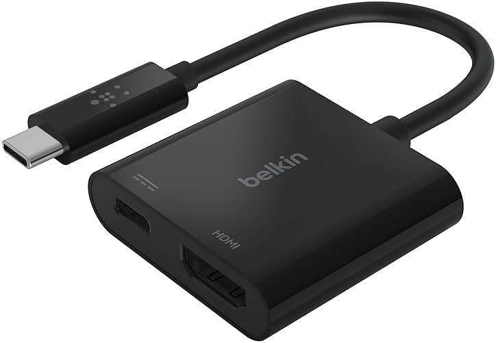 Belkin USB C to HDMI Adapter + USBC Charging Port to Charge While You Display, Supports 4K UHD Video, Passthrough Power up to 60W for Connected Devices, Compatible with MacBook, iPad, Windows - Image 1