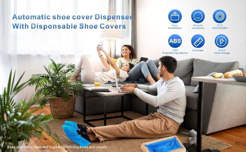 JATHIN Disposable Shoe Cover Refills for Automatic Dispenser Machine - Waterproof, Non-Slip T-Buckle Plastic Booties for Indoors, Home, Construction and Carpet Protection 100 Pcs - Image 6