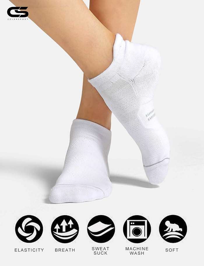 CS CELERSPORT 6 Pack Women's Ankle Running Socks Cushioned Low Cut Tab Athletic Socks - Image 4