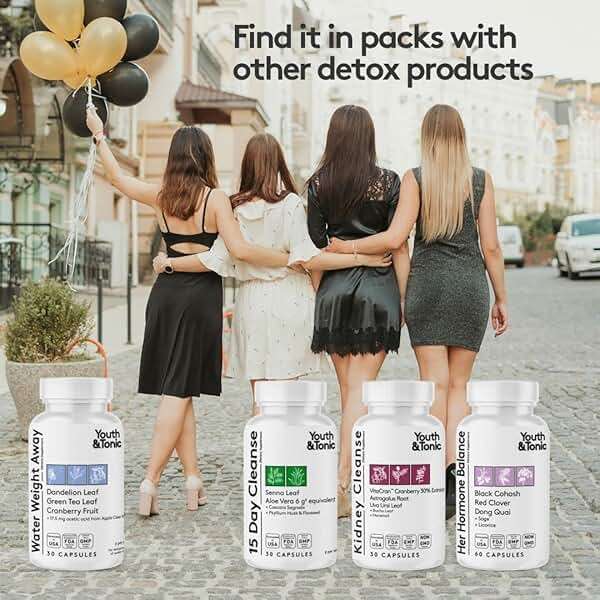 Youth & Tonic Water Pills for Fluid Retention – Water Weight Away Natural Diuretic for Bloat Relief & Fluid Balance, Support for Swollen Legs & Feet with Potassium & Vitamin B6 – 30 Pills - Image 5