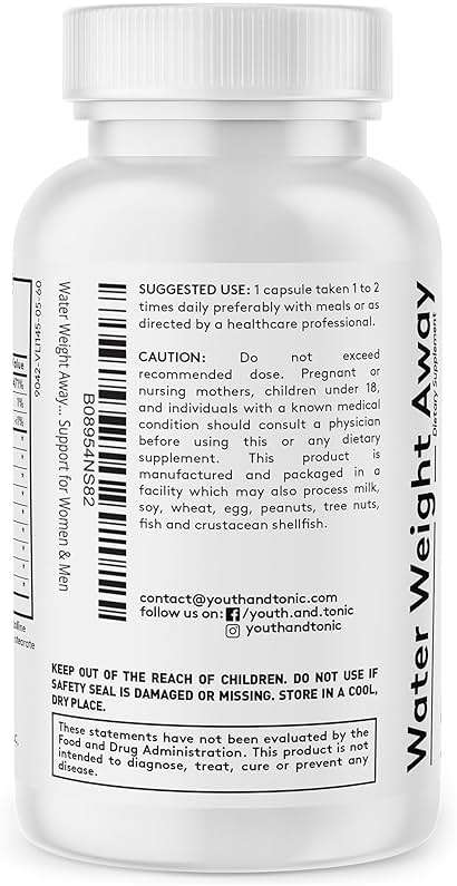 Youth & Tonic Water Pills for Fluid Retention – Water Weight Away Natural Diuretic for Bloat Relief & Fluid Balance, Support for Swollen Legs & Feet with Potassium & Vitamin B6 – 30 Pills - Image 6
