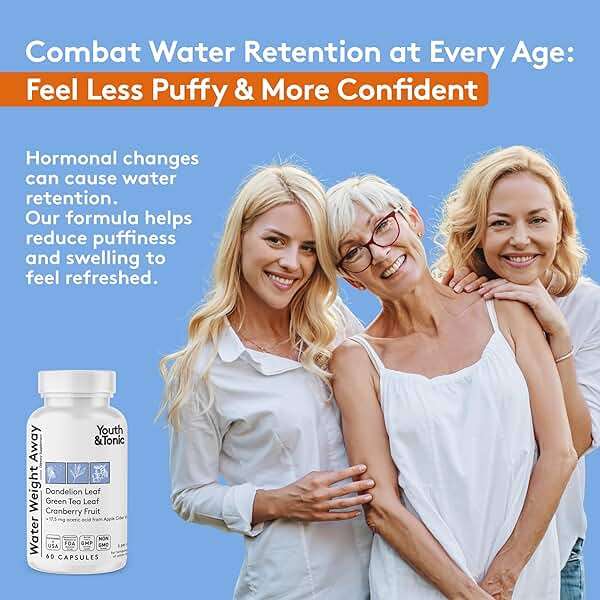 Youth & Tonic Water Pills for Fluid Retention – Water Weight Away Natural Diuretic for Bloat Relief & Fluid Balance, Support for Swollen Legs & Feet with Potassium & Vitamin B6 – 60 Pills - Image 5