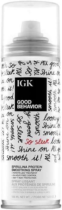 IGK GOOD BEHAVIOR Spirulina Protein Smoothing Spray | 4-Day Frizz Control + Heat Protectant | Vegan + Cruelty Free | 5.6 Oz - Image 1
