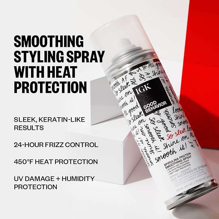 IGK GOOD BEHAVIOR Spirulina Protein Smoothing Spray | 4-Day Frizz Control + Heat Protectant | Vegan + Cruelty Free | 5.6 Oz - Image 2