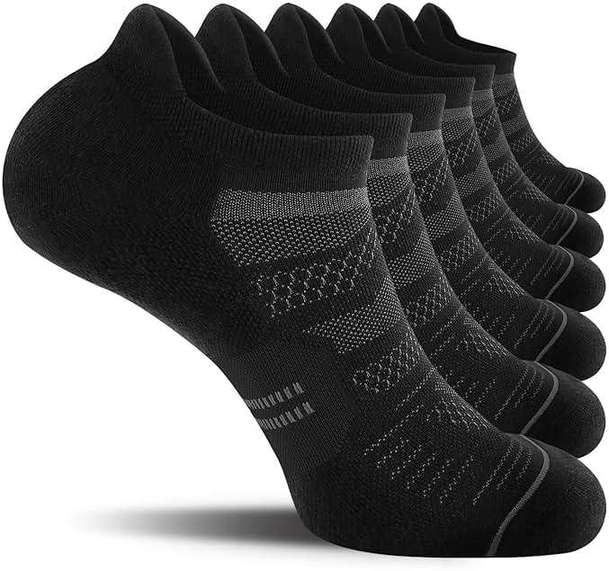 CS CELERSPORT 6 Pack Men's Running Ankle Socks with Cushion, Low Cut Athletic Sport Tab Socks - Image 1