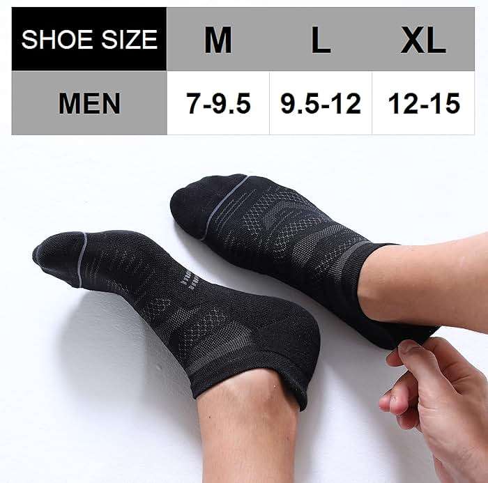 CS CELERSPORT 6 Pack Men's Running Ankle Socks with Cushion, Low Cut Athletic Sport Tab Socks - Image 2