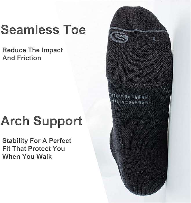 CS CELERSPORT 6 Pack Men's Running Ankle Socks with Cushion, Low Cut Athletic Sport Tab Socks - Image 4