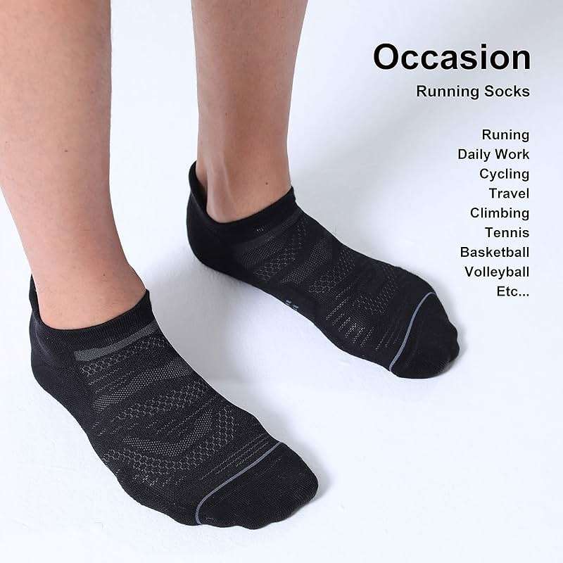 CS CELERSPORT 6 Pack Men's Running Ankle Socks with Cushion, Low Cut Athletic Sport Tab Socks - Image 6