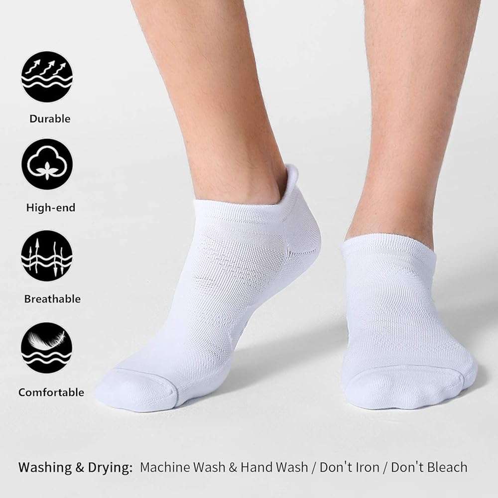 CS CELERSPORT 6 Pack Men's Running Ankle Socks with Cushion, Low Cut Athletic Sport Tab Socks - Image 3