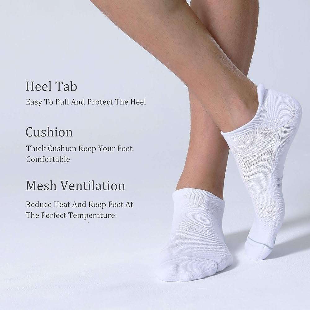 CS CELERSPORT 6 Pack Men's Running Ankle Socks with Cushion, Low Cut Athletic Sport Tab Socks - Image 5