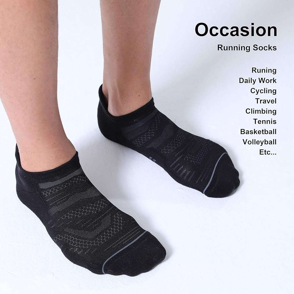 CS CELERSPORT 6 Pack Men's Running Ankle Socks with Cushion, Low Cut Athletic Sport Tab Socks - Image 6