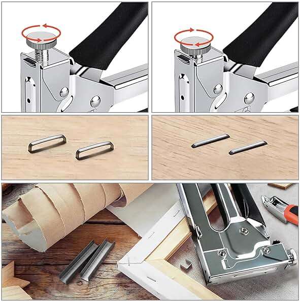 NEU MASTER 3 in 1 Staple Gun, Manual Upholstery Stapler Gun for Wood with 2000 Staples & Staple Remover, Adjustable Power Design for Furniture, Carpentry, DIY, Decoration & Home Repair - Image 5